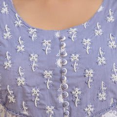 EthniFlair Floral Printed Round Neck Anarkali Kurta With Trousers And Dupatta