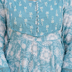 EthniFlair Floral Printed Round Neck Anarkali Kurta With Trousers And Dupatta