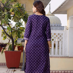 EthniFlair Floral Printed V-Neck Straight Kurta With Trousers And Dupatta