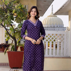 EthniFlair Floral Printed V-Neck Straight Kurta With Trousers And Dupatta