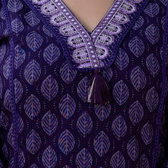 EthniFlair Floral Printed V-Neck Straight Kurta With Trousers And Dupatta