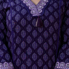 EthniFlair Floral Printed V-Neck Straight Kurta With Trousers And Dupatta
