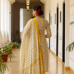 EthniFlair Ethnic Motifs Printed Empire Aari Work Kurta with Patiala & Dupatta