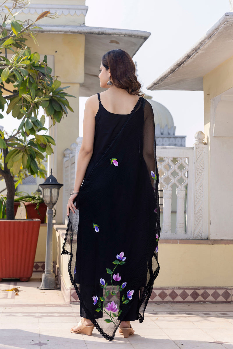 EthniFlair Floral Phulkari Kurta with Pyjamas & Dupatta