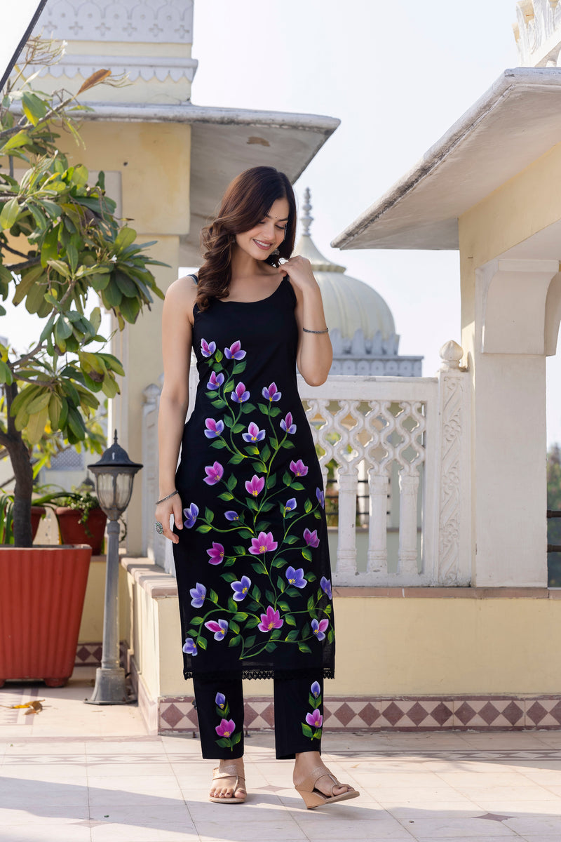 EthniFlair Floral Phulkari Kurta with Pyjamas & Dupatta