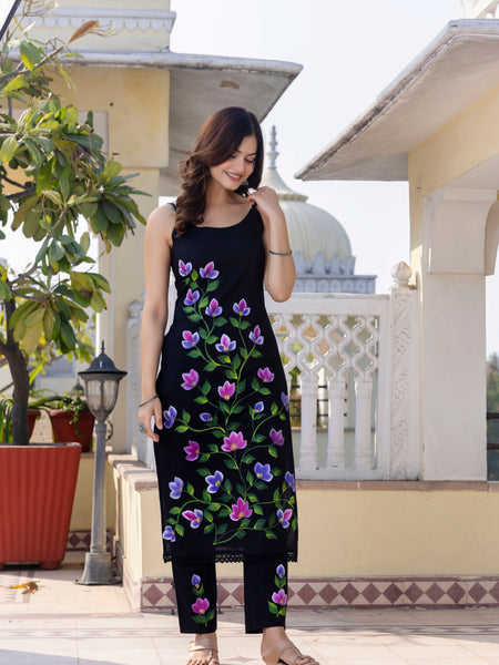 EthniFlair Floral Phulkari Kurta with Pyjamas & Dupatta