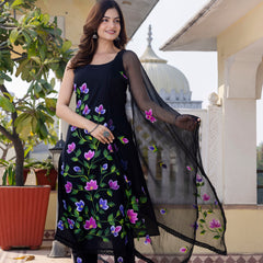 EthniFlair Floral Phulkari Kurta with Pyjamas & Dupatta