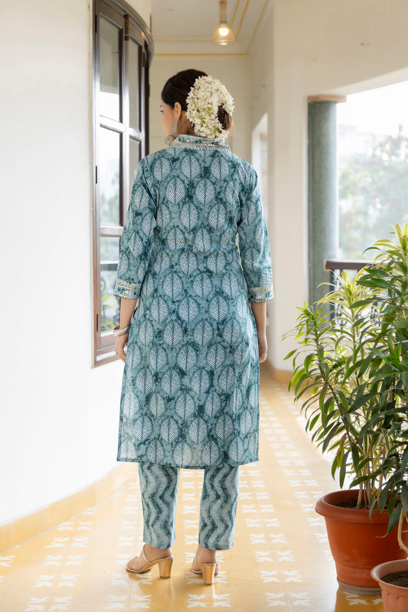 EthniFlair Embroidered Thread Work Kurta with Patiala & Dupatta