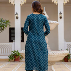 EthniFlair Floral Printed V-Neck Straight Kurta With Trousers And Dupatta