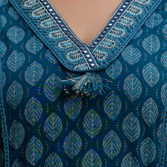 EthniFlair Floral Printed V-Neck Straight Kurta With Trousers And Dupatta