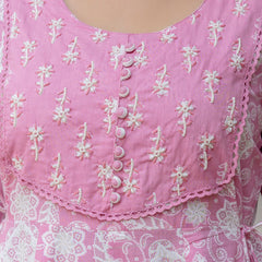 EthniFlair Floral Printed Round Neck Anarkali Kurta With Trousers And Dupatta