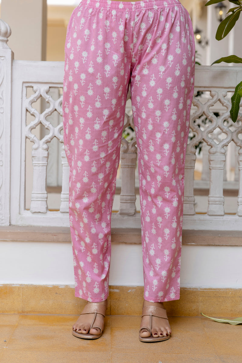 EthniFlair Floral Printed Round Neck Anarkali Kurta With Trousers And Dupatta