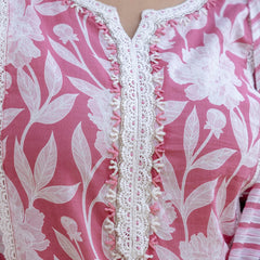 EthniFlair Floral Printed Aari Work Kurta with Trousers & Dupatta