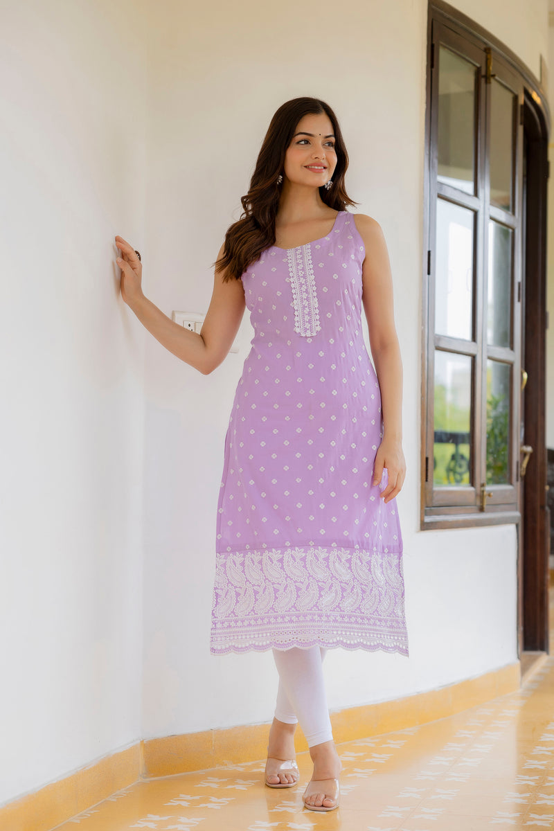 EthniFlair Ethnic Motifs Printed Sequinned Floral Kurta