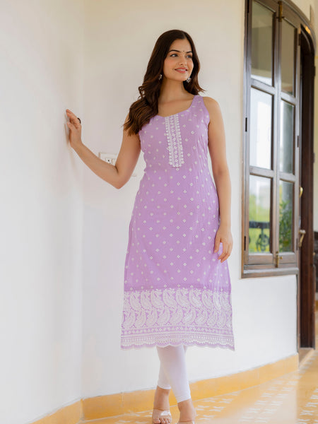 EthniFlair Ethnic Motifs Printed Sequinned Floral Kurta