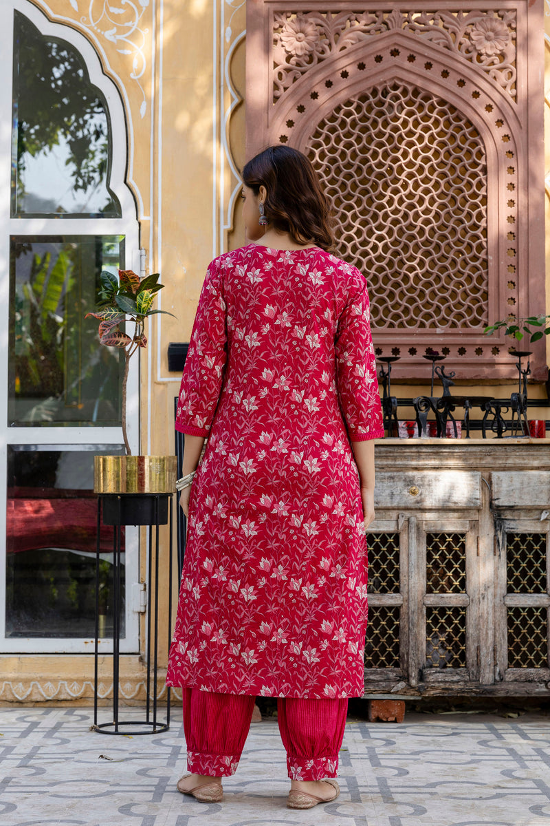 EthniFlair Floral Embroidered Kurta with Patiala & Dupatta