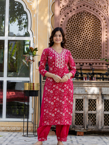 EthniFlair Floral Embroidered Kurta with Patiala & Dupatta
