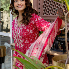 EthniFlair Floral Embroidered Kurta with Patiala & Dupatta