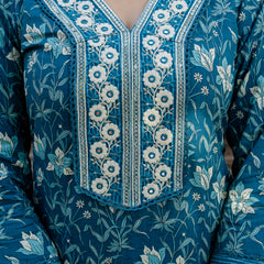 EthniFlair Floral Embroidered Kurta with Patiala & Dupatta