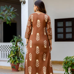 Cotton Aari work Kurta with Palazzo & Dupatta