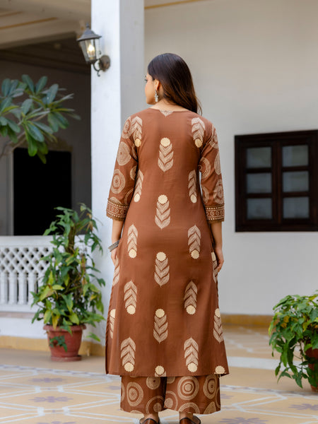 Cotton Aari work Kurta with Palazzo & Dupatta