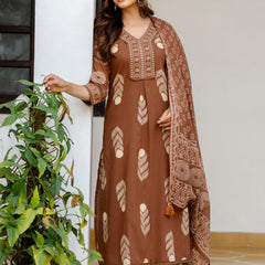 Cotton Aari work Kurta with Palazzo & Dupatta