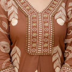 Cotton Aari work Kurta with Palazzo & Dupatta