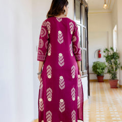 Cotton Aari work Kurta with Palazzo & Dupatta