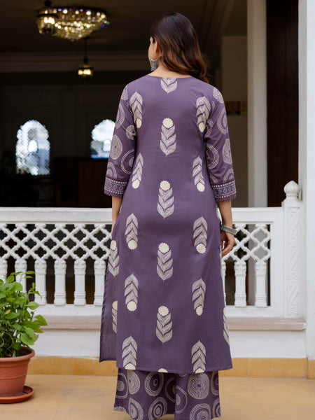 Cotton Aari work Kurta with Palazzo & Dupatta