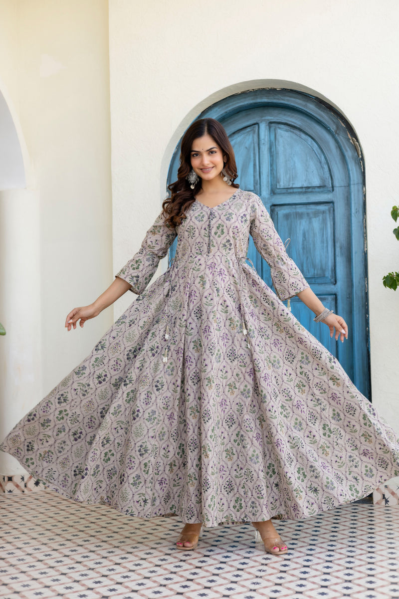 Women Cotton Anarkali Kurta with Dupatta
