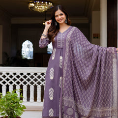 Cotton Aari work Kurta with Palazzo & Dupatta