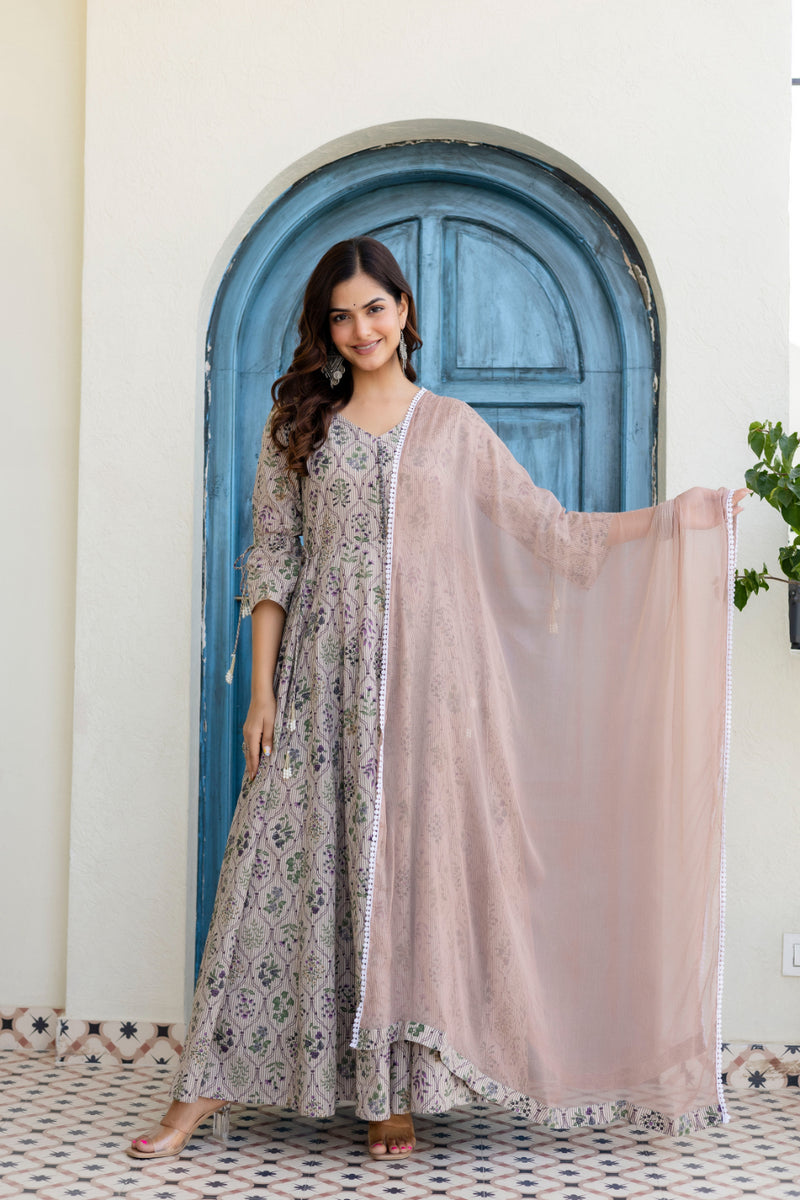 Women Cotton Anarkali Kurta with Dupatta