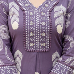 Cotton Aari work Kurta with Palazzo & Dupatta