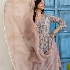 Women Cotton Anarkali Kurta with Dupatta