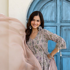 Women Cotton Anarkali Kurta with Dupatta