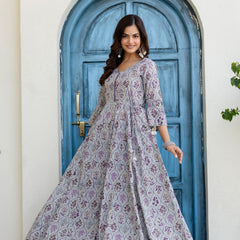 Women Cotton Anarkali Kurta with Dupatta