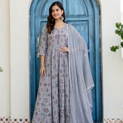 Women Cotton Anarkali Kurta with Dupatta