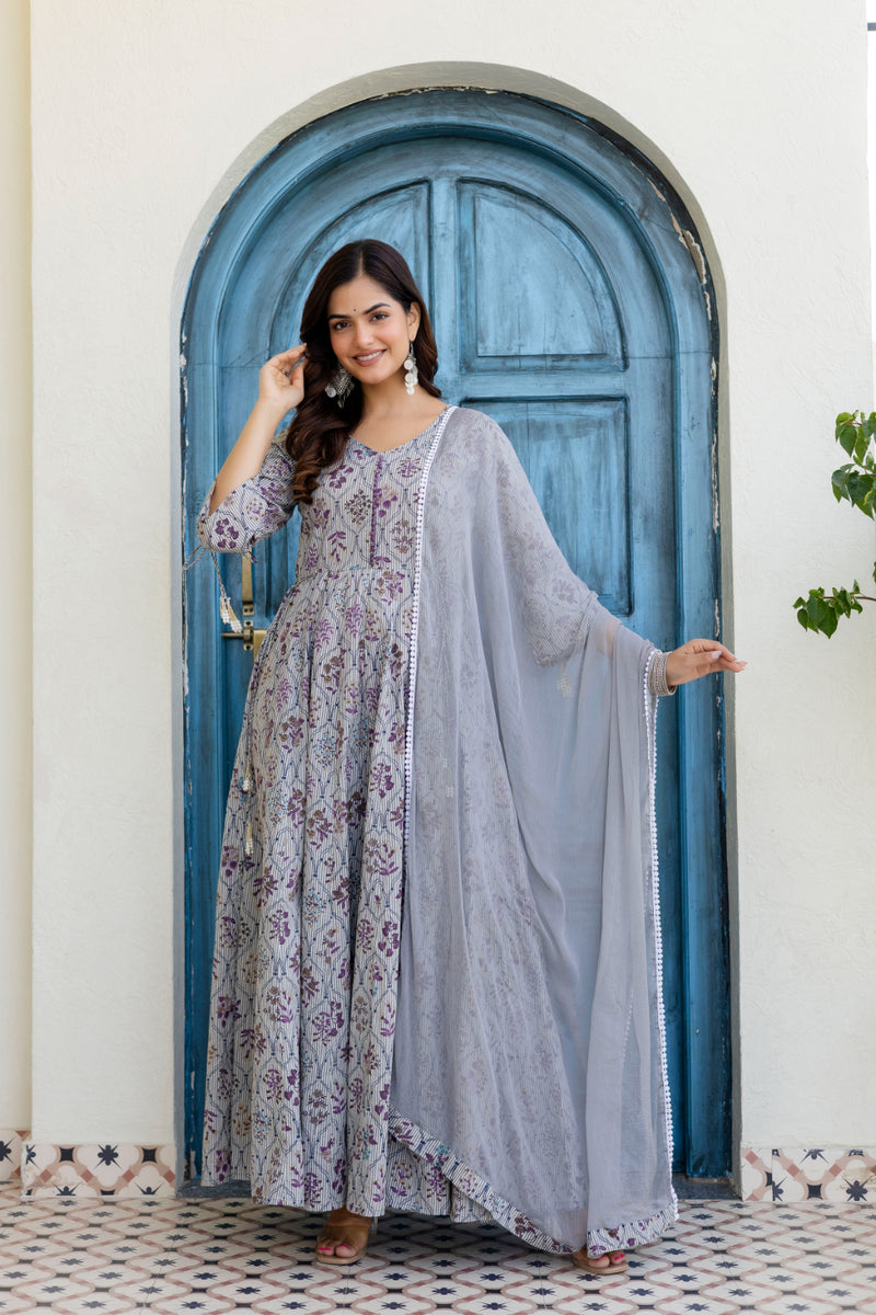 Women Cotton Anarkali Kurta with Dupatta