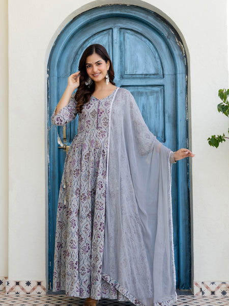 Women Cotton Anarkali Kurta with Dupatta