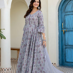 Women Cotton Anarkali Kurta with Dupatta