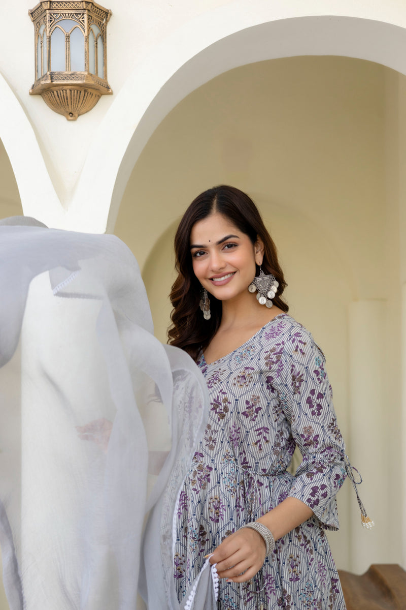 Women Cotton Anarkali Kurta with Dupatta