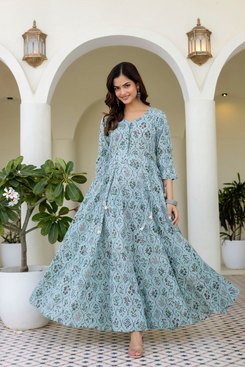 Women Cotton Anarkali Kurta with Dupatta