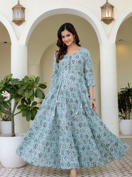 Women Cotton Anarkali Kurta with Dupatta
