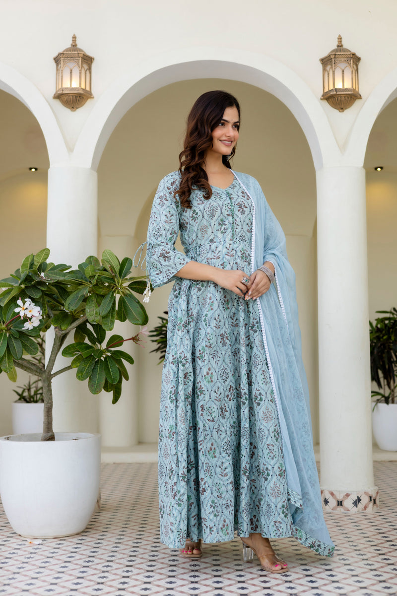 Women Cotton Anarkali Kurta with Dupatta