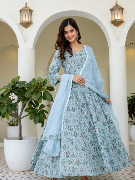 Women Cotton Anarkali Kurta with Dupatta