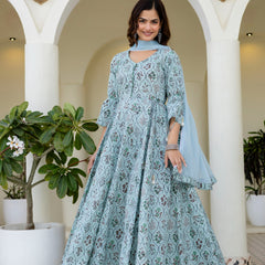 Women Cotton Anarkali Kurta with Dupatta