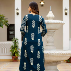 Cotton Aari work Kurta with Palazzo & Dupatta