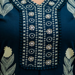 Cotton Aari work Kurta with Palazzo & Dupatta