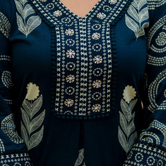 Cotton Aari work Kurta with Palazzo & Dupatta