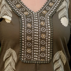 Cotton Aari work Kurta with Palazzo & Dupatta